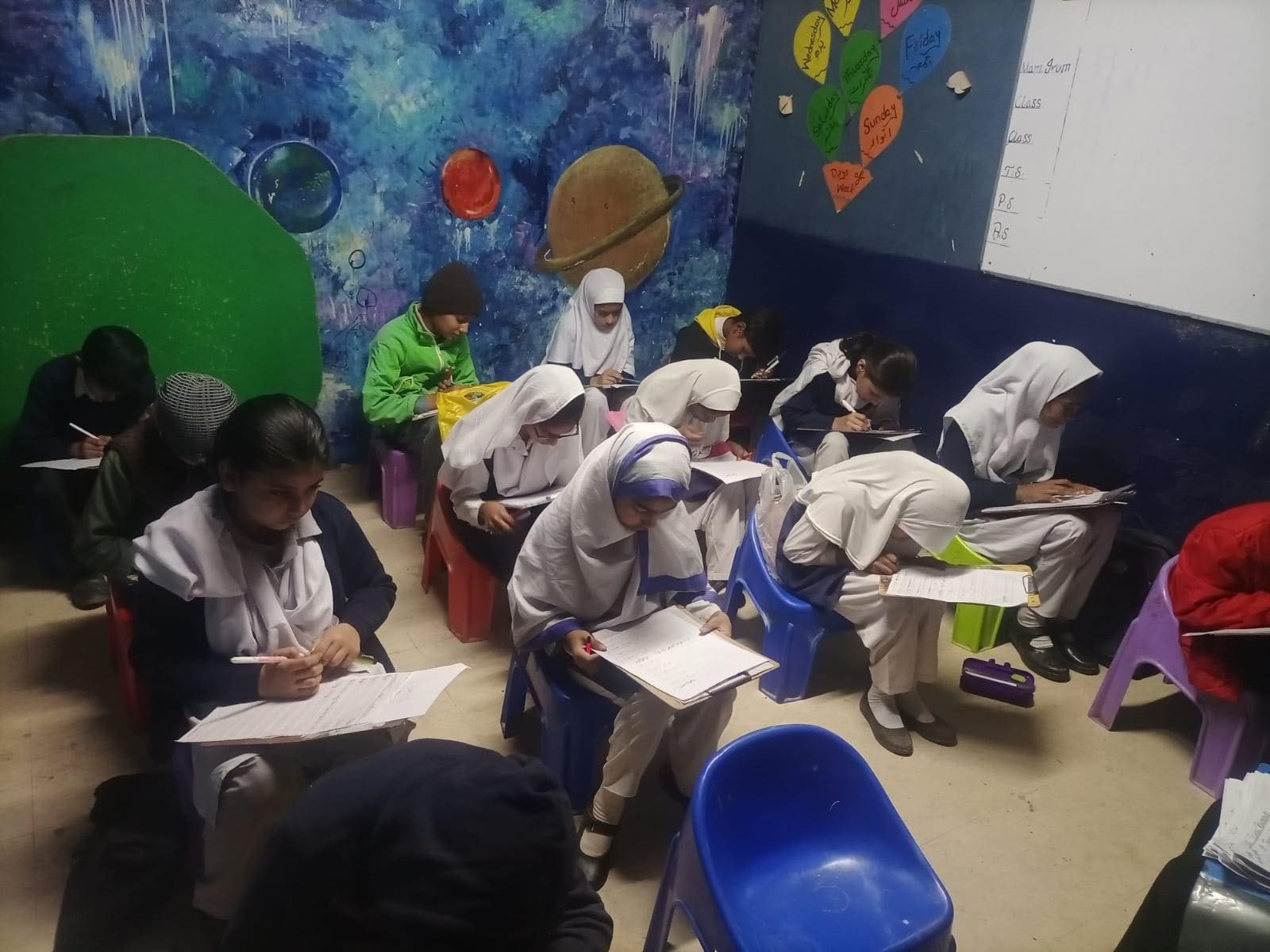 SILA School students lined up in their uniforms